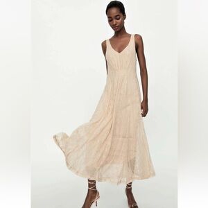 NWT Zara Beige Lace Maxi Dress
